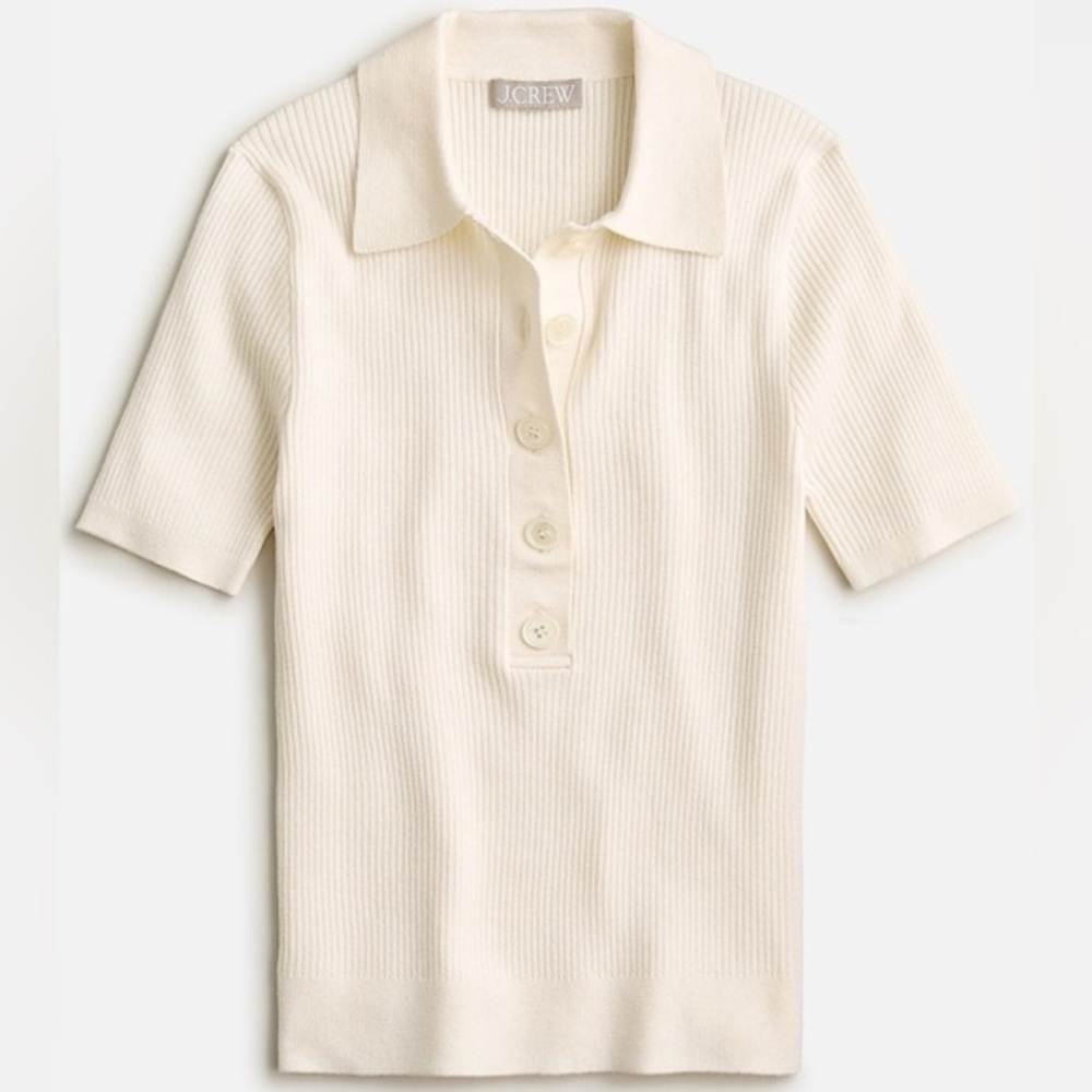 J.Crew TENCEL™ lyocell-blend short-sleeve polo shirt (Cream) Medium